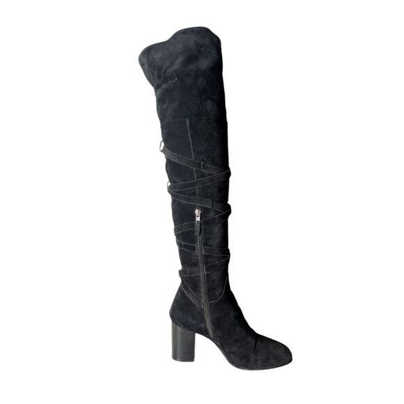SAM EDELMAN Sable Black Suede Over The Knee Boot Size 9.5M - Picture 7 of 9